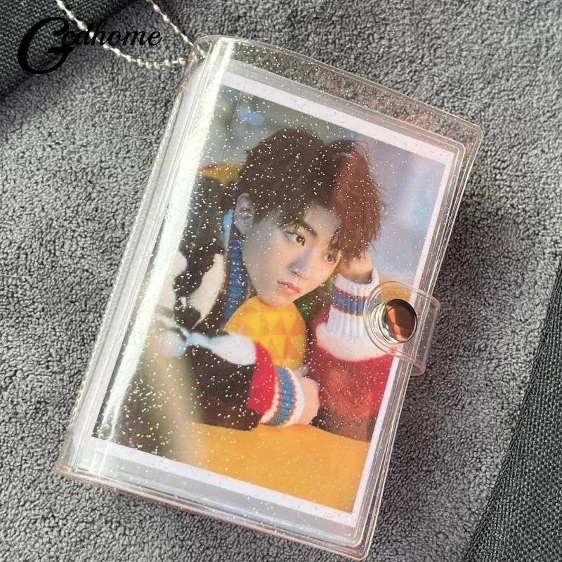 Mini Holds 28 Photos Album Shiny Transparent 3-inch Star Chasing Small Photo Card Storage Portable Card Bag