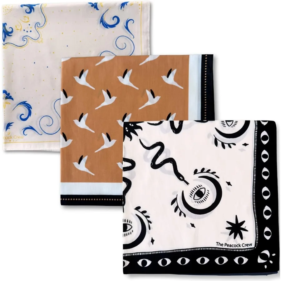 مجموعة عصابات مصممة من القطن الناعم الفاخر للرجال والنساء مقاس 22 × 22 بوصة إكسسوار أزياء متعدد الاستخدامات للمغامرات الخارجية