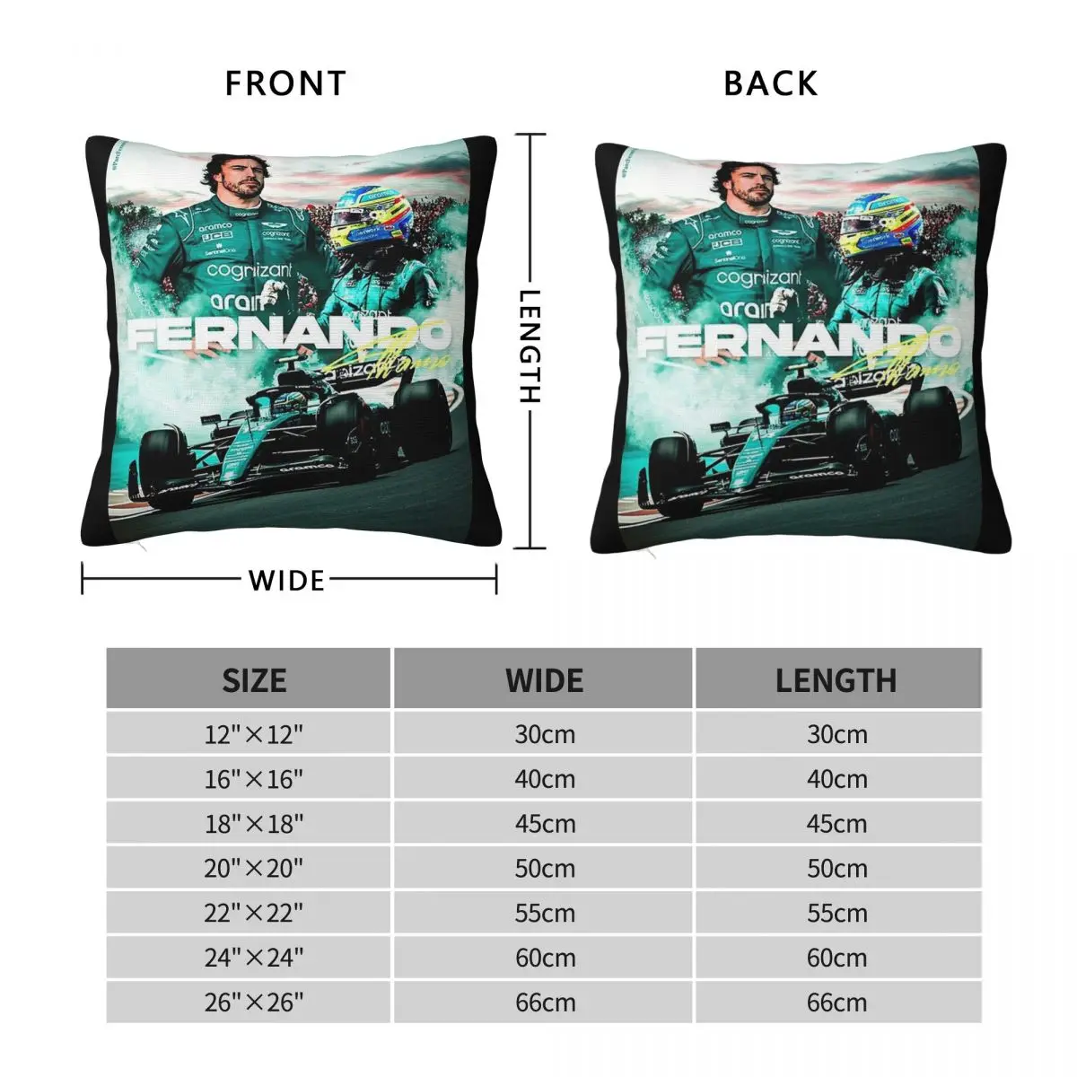 Fernando Alonso Racing Driver Square Pillowcase Polyester Linen Velvet Printed Throw Pillow Case Sofa Seater Cushion 18