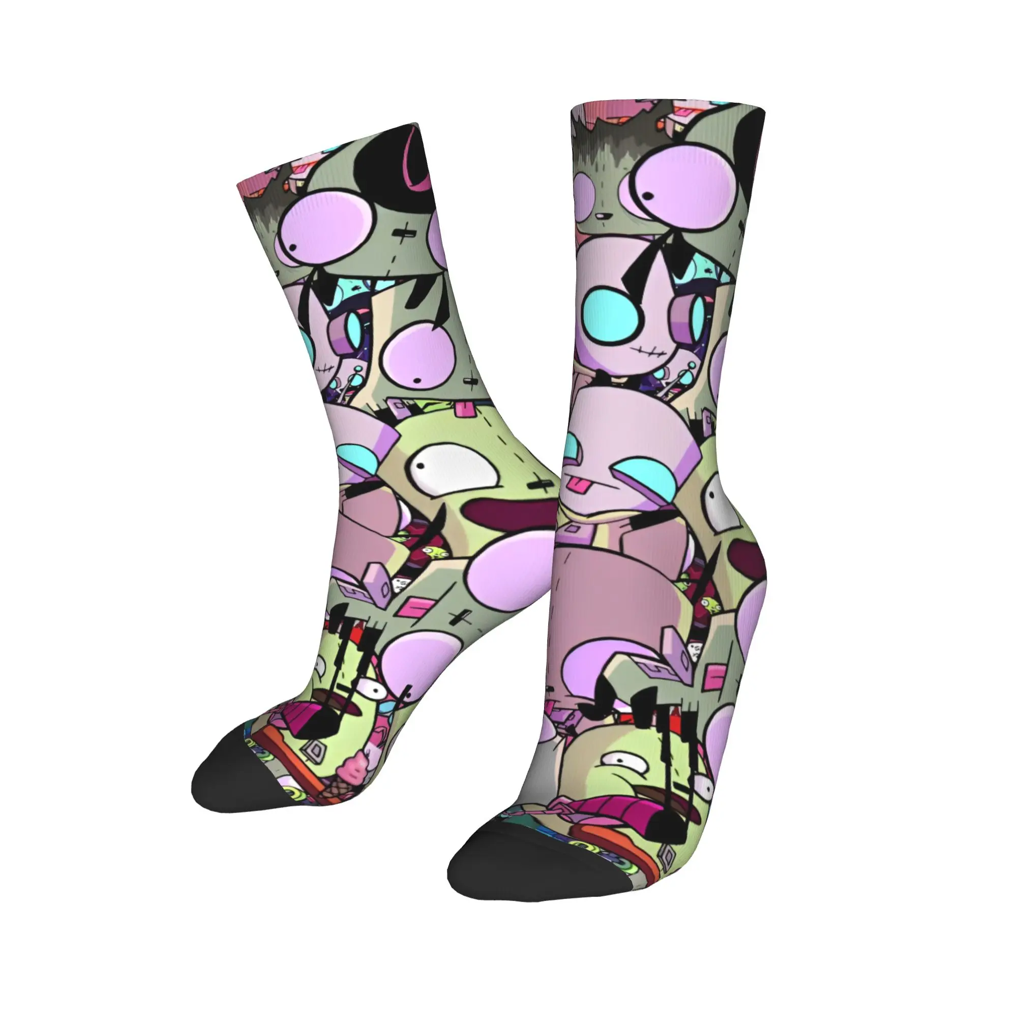 Funny Invader Zim Gir Soccer Socks  Polyester Middle Tube Socks for Women Men Non-slip