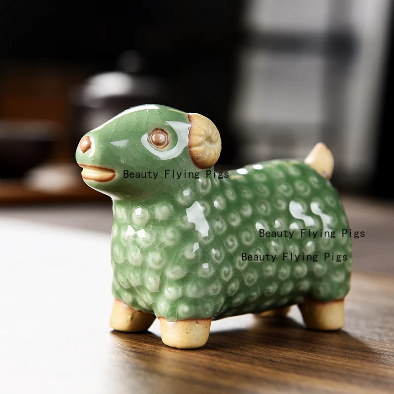 Small Twelve Zodiac Tea Pet Creative Simplicity Ge Kiln Opening Can Nourish Tea Ceremony Ornament
