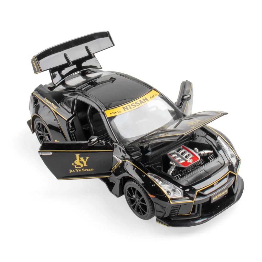 1:22 Nissan GT-R Sports Car High Simulation Diecast Sound Light Car Metal Alloy Model Car Children's toys collection gifts