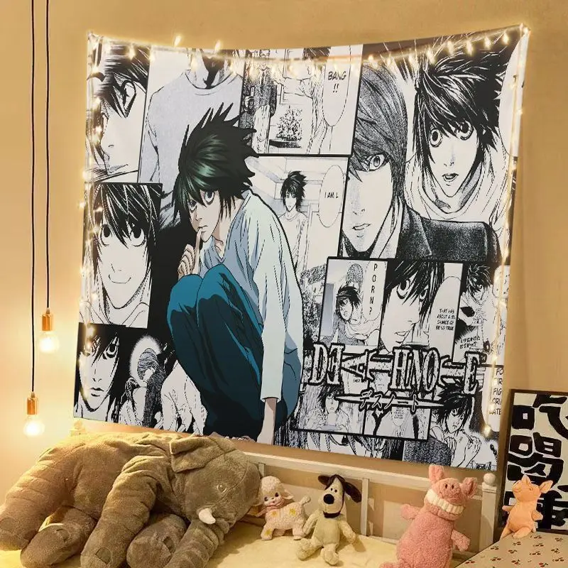 De-ath No-te Anime Wall Tapestry, Personalized Wall Hanging Backdrop Cloth for Dorm Bedroom Headboard & Rental Room Wall Decor