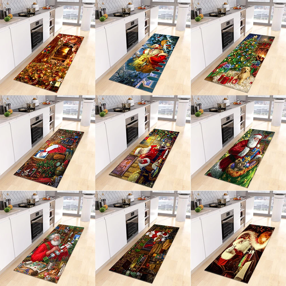 Christmas kitchen mats home entrance door  living room children's bedroom corridor bathroom decoration non-slip floor 