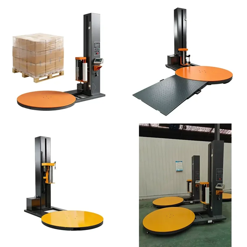 Fully Automatic Turntable Stretch Wrapping Machine for Pallet Tray Packaging Industrial Film Wrapper Equipment