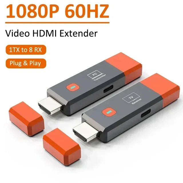 Bezprzewodowy odbiornik HDMI 1080P 50M, adapter przedłużający, dongle TV Stick do kamery, laptopa, PC do monitora