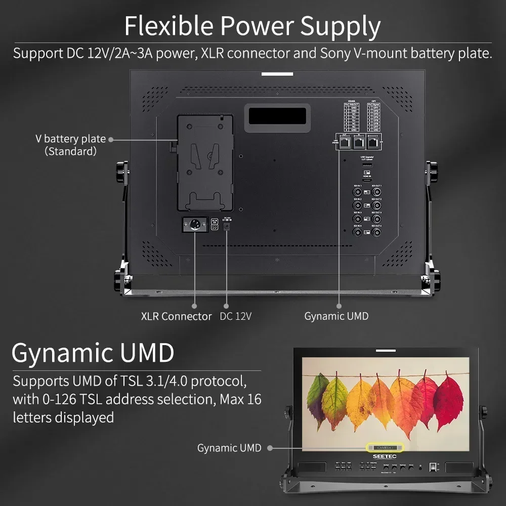 

SEETEC ATEM173S 17.3" Full HD Monitor 4x3G-SDI HDMI Waveform Vector Scope Rec.709 300cd/m² Brightness