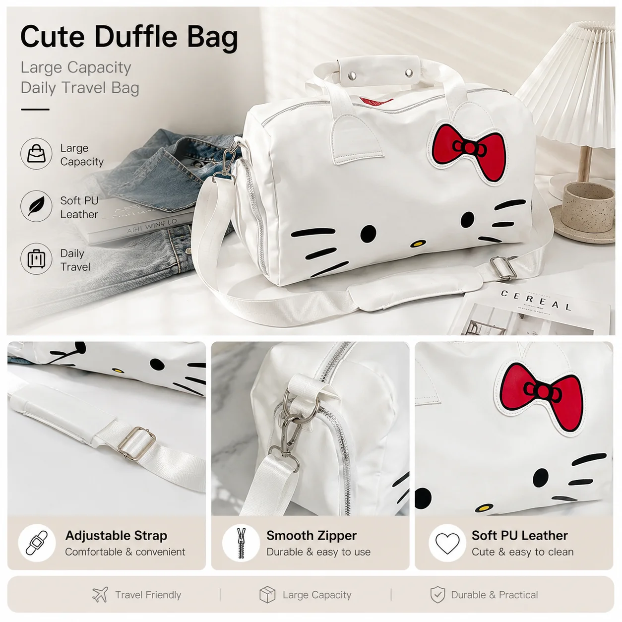 산리오 헬로키티 여행용 더플백 대용량 스포츠 짐 가방  - Weekender Bag Duffle 리뷰 및 가격