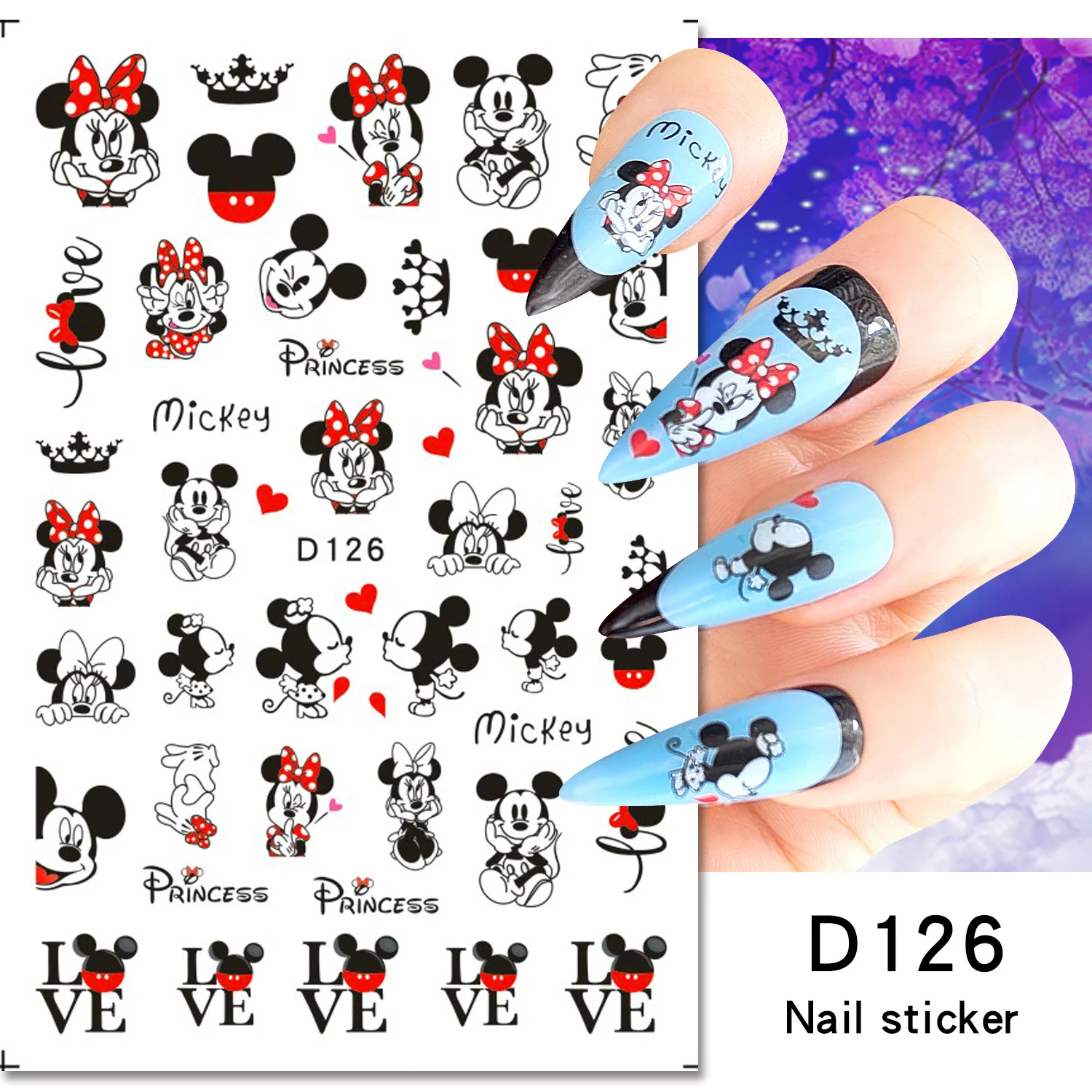 Stiker kuku kartun lucu untuk wanita gadis stiker Stitch kecil Mickey dekorasi buku botol air