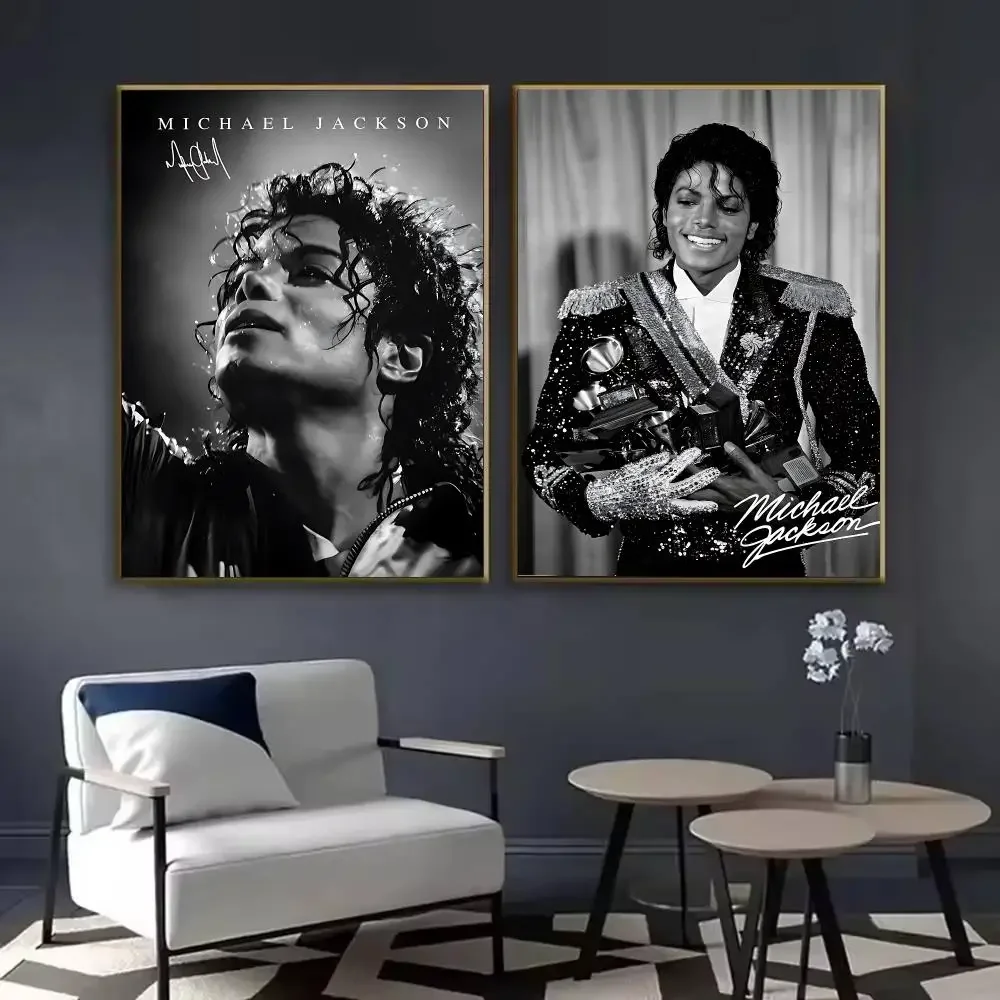 M-Michael Jackson Singer Album Poster Waterproof Sticky Wall Art Print For Bedroom Living Room Hallway Bar Home Decor