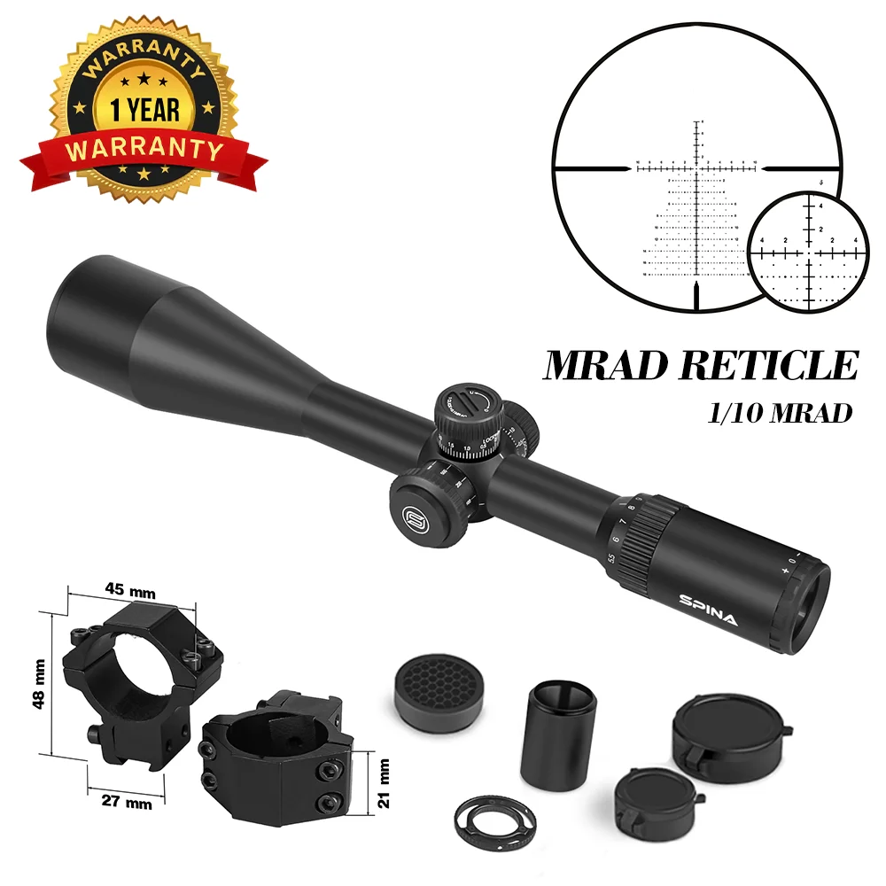 SPINA OPTICS HD WolfChase 5.5-22X56 FFP Taktisches Jagdzielfernrohr 10-300m mit Seitenparallaxe und Turretsperre, geeignet für PCP/Carbine/AR .308 8