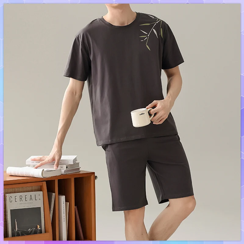 

Summer Men's Sleeveless Pajamas With Shorts Set Ice Silk Pyjamas Sets Casual Sleeveless Sleepwear Pijamas Plus Size Home Suits