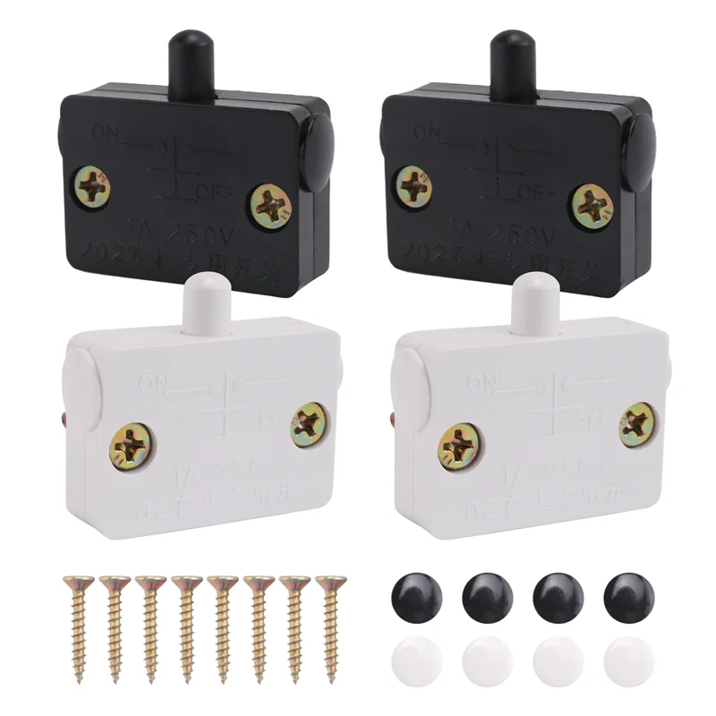 

Новый показано-4 шт. переключатель двери шкафа, выключатель лампы шкафа, ящики, открывающиеся на закрытии двери для 12 В 24 В 110 В