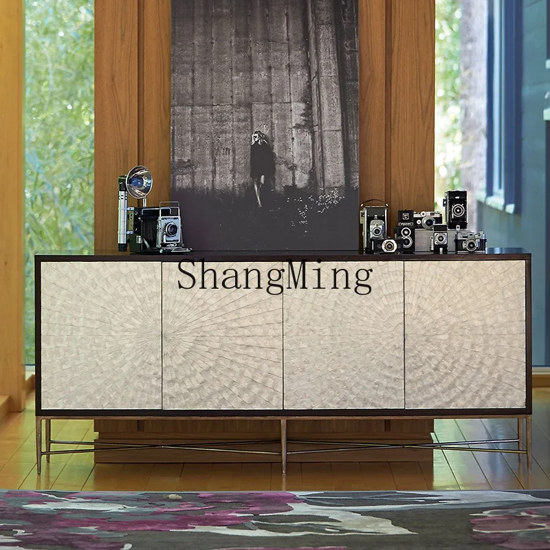 

DHY light luxury four-door shell side cabinet TV cabinet furniture very simple small apartment furniture