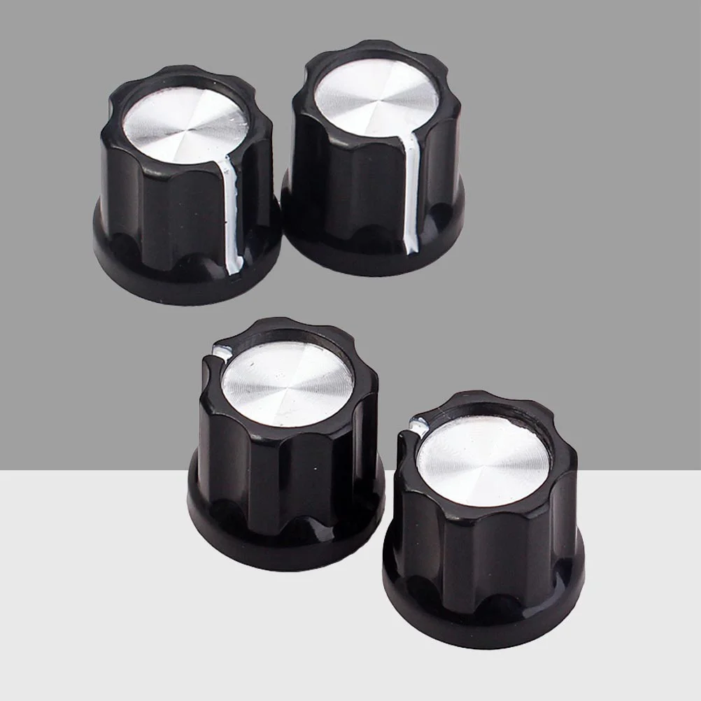 4pcs Black Silver Guitar Bass Amp Knob Buttons D-type Shaft Pot Knobs (Black) Guitar Amp Knob D-type Shaft Amp Knob