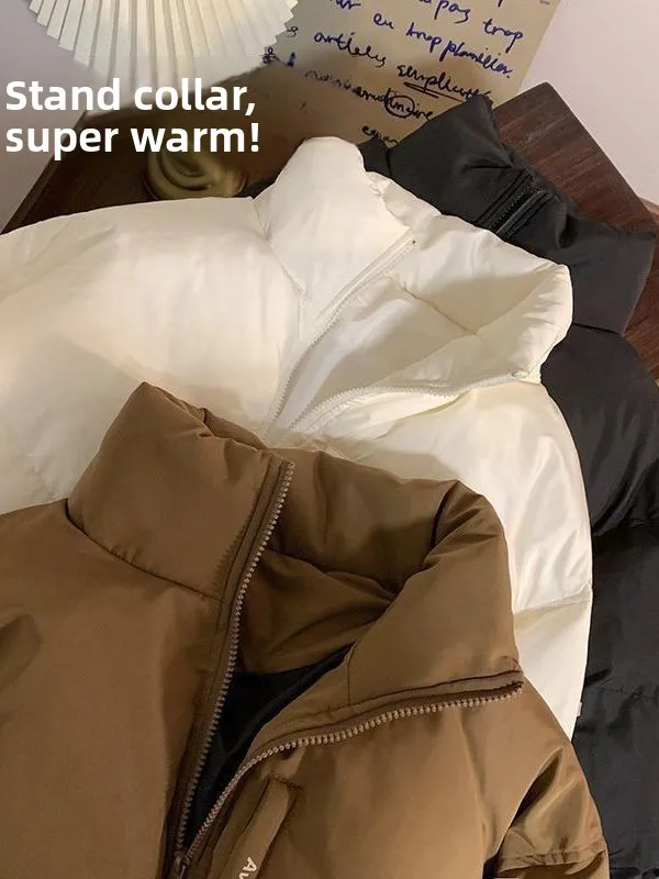 

American Style Casual Loose Thickened Stand Collar Cotton Jacket Men's Winter Outerwear Warm Youth Fashion Short Length