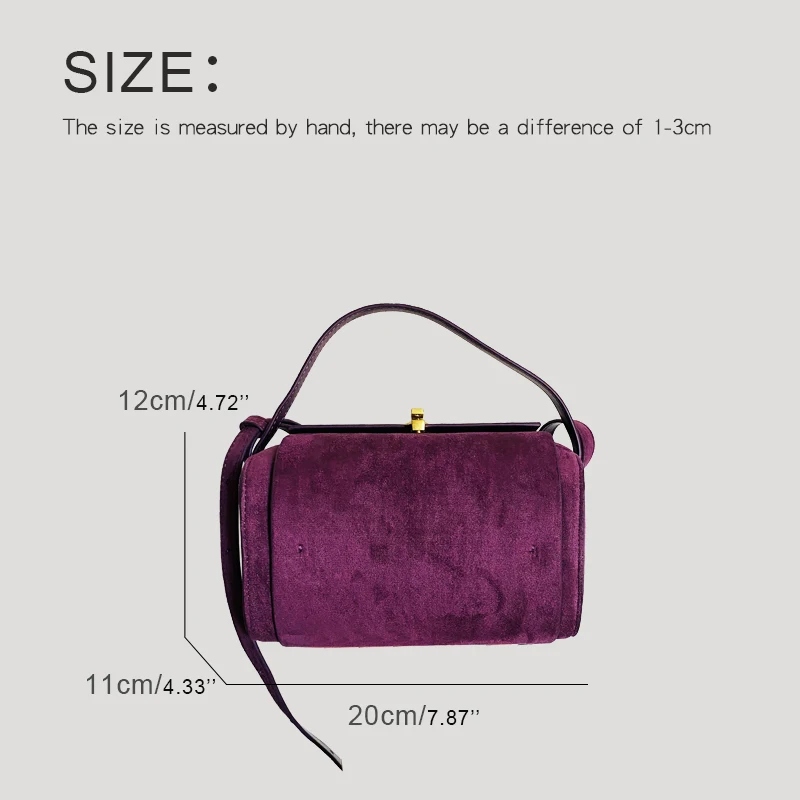 Korean Boston Bags For Women Luxury Designer Handbag And Purse 2024 New In Faux Suede Vintage Lock Decoration Small Box Shoulder