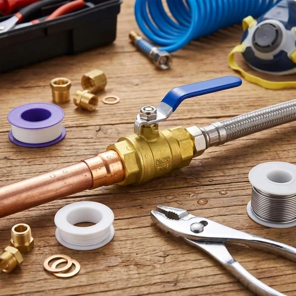 3/4 Inch Brass Ball Valve NPT Thread Blue Color FIP Ball Valve Double Female Thread Full Port Design Threaded Ball Valve