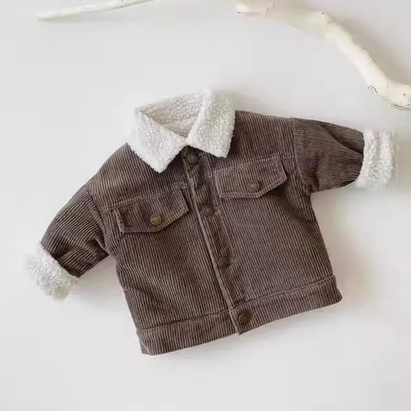 Newborn Baby Girl Boy Corduroy Jacket Winter Warm Thick Kid Outwear Infant Toddler Child Coat Autumn Spring  Baby Clothes 0-3Y