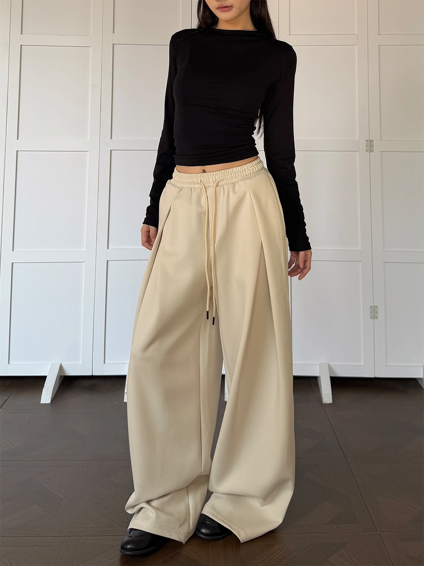 

Don Cry повседневные свободные прямые спортивные штаны для мужчин и женщин, американские драпированные длинные брюки CleanFit, модные плиссированные брюки