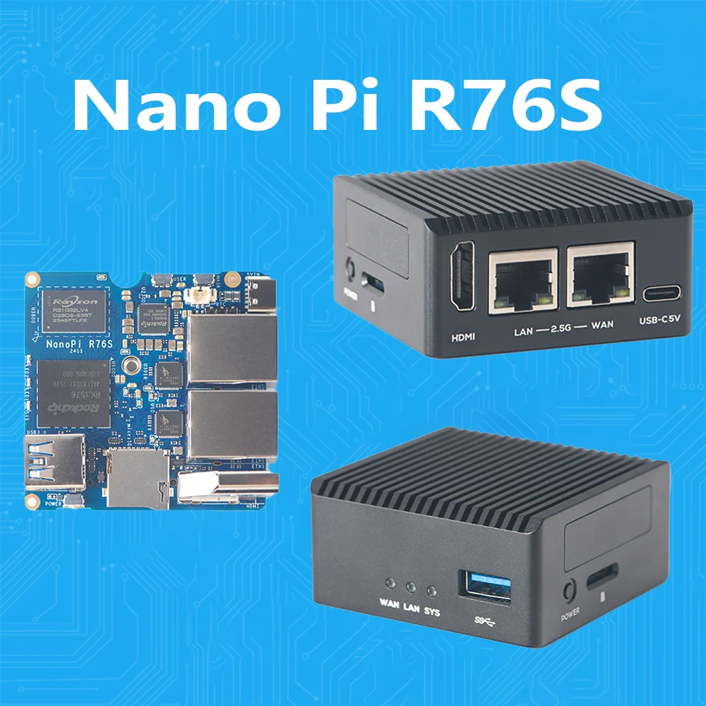 

Плата разработки Friendly Nano Pi R76S RK3576 LPDDR5 Двойной сетевой порт 2,5G HDMI AI Развертывание