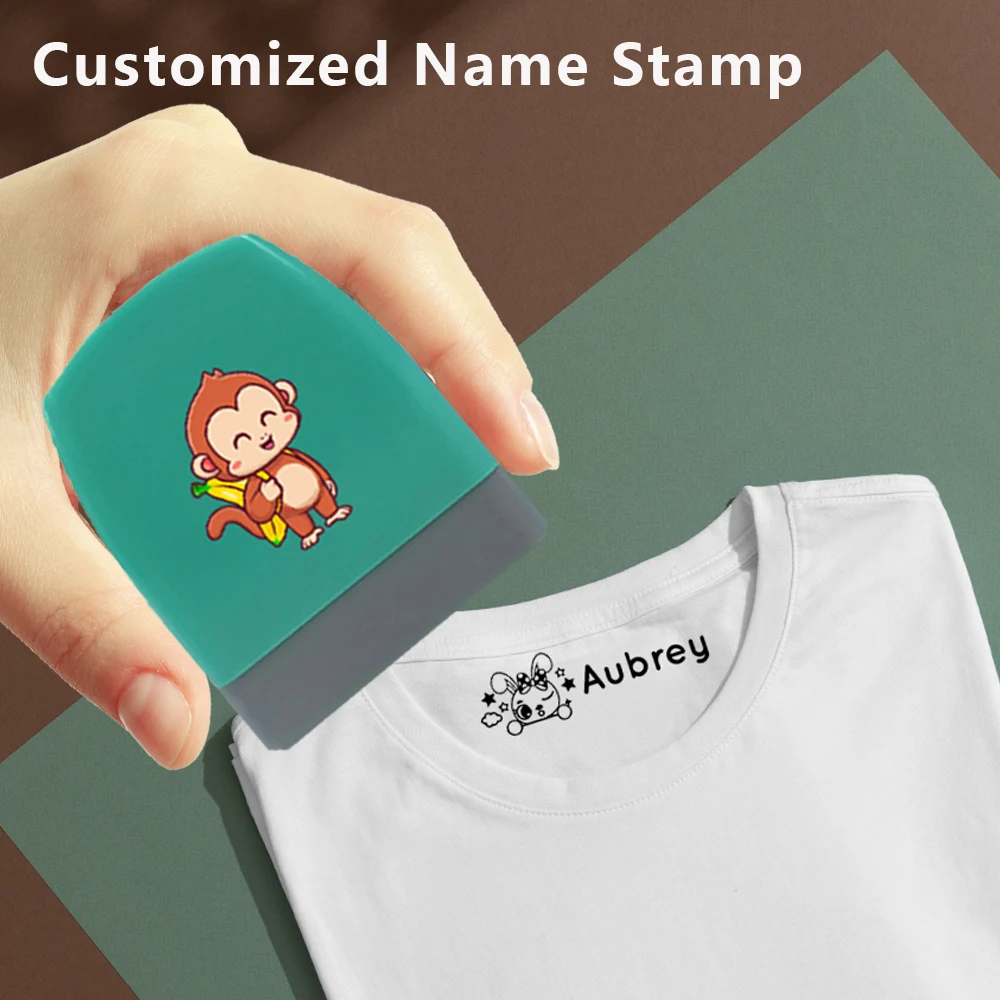 Creative Monkey Crystal Sticker Pattern Customized Name Seal Self-inkingSchool Daycare Essentials For Fabric Plastic Label