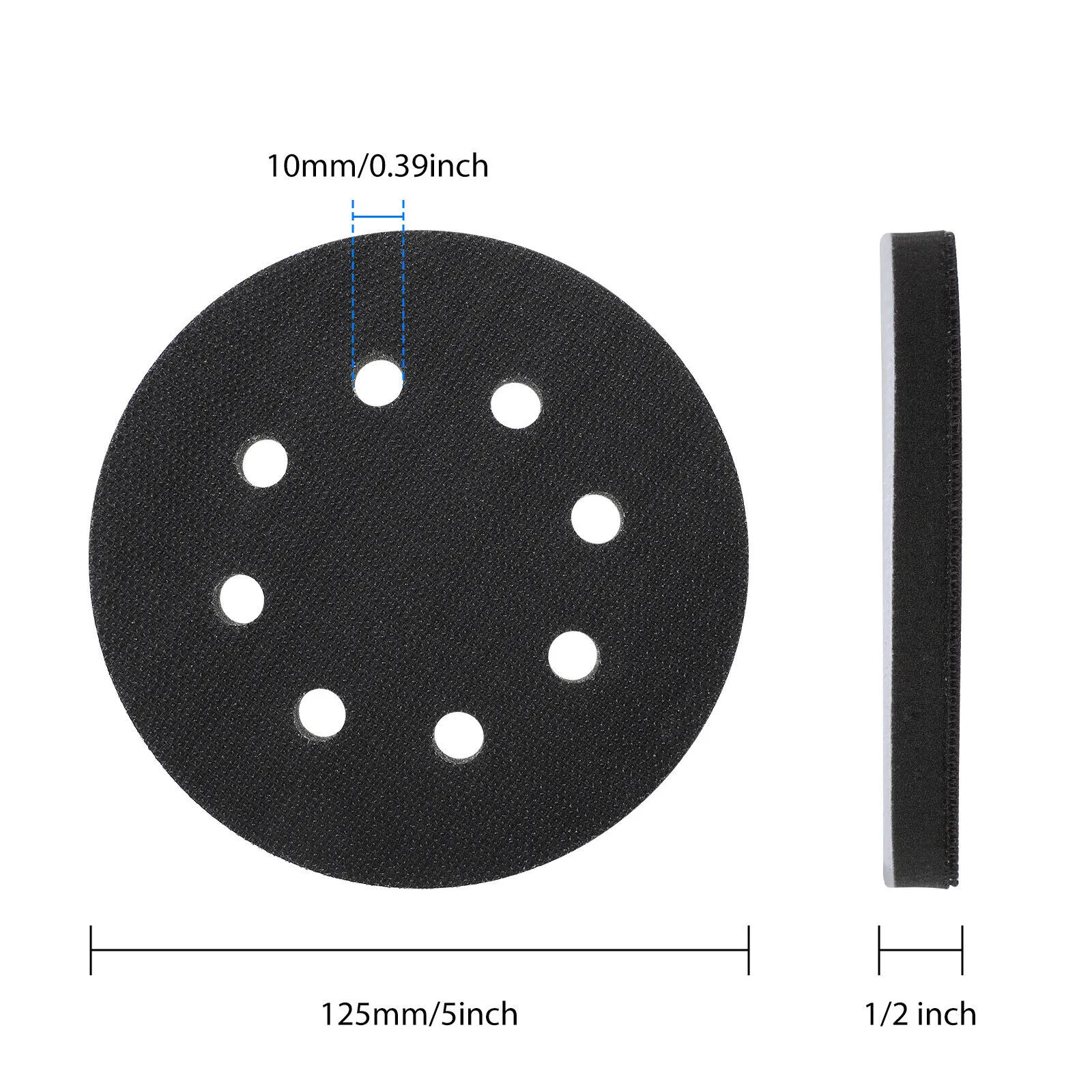 2Pcs 5 Inch 125mm 8 Holes Interface Pad Hook and Loop Soft Density Sponge Cushion Buffer Backing Pad For Sander Sanding Pad