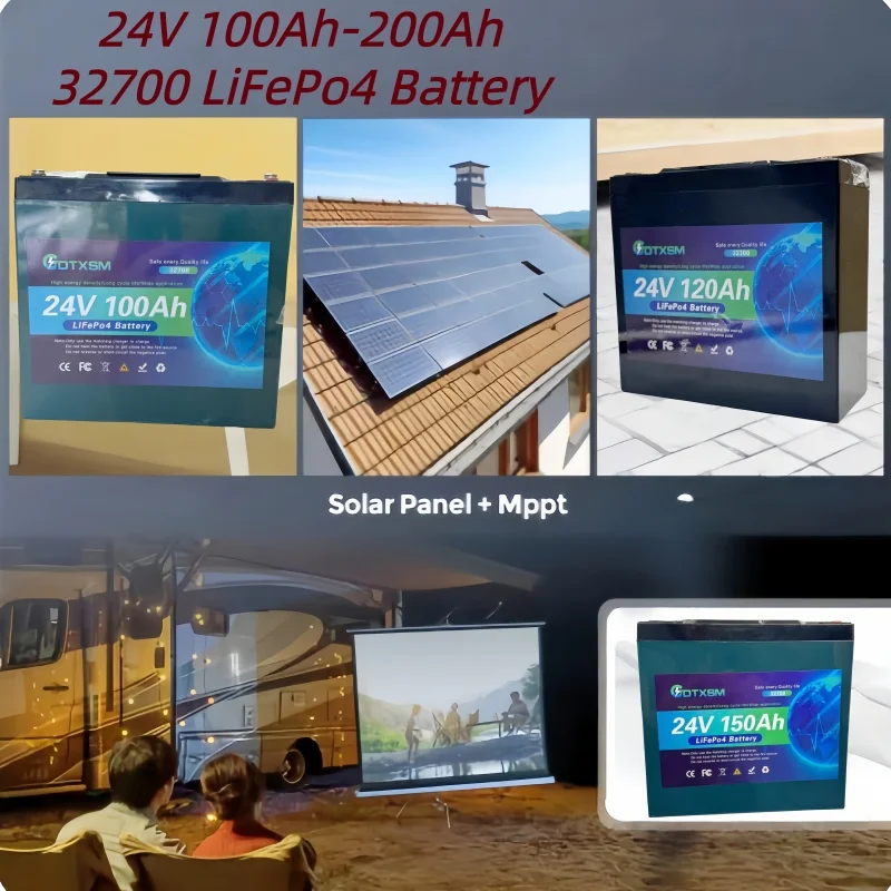 

24V 100Ah-150Ah LiFePO4 battery BMS 8000+ cycle solar RV golf cart off-grid solar power generation system battery pack