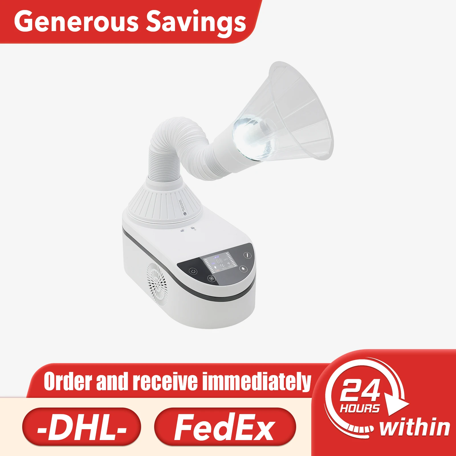 

Nail Dust Collecting Machine - 230W Brushless Motor 4500rpm, 360° Rotatable Hose 48dB Low Noise US Plug Activated Carbon Filter