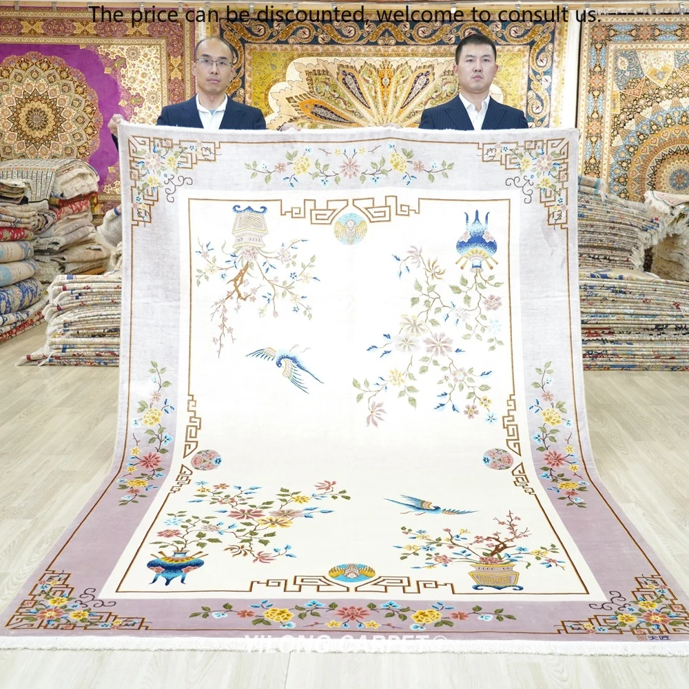 

YILONG 183x274cm Chinese Art Decoration Design Oriental Silk Rug Hand Knotted Area Carpet