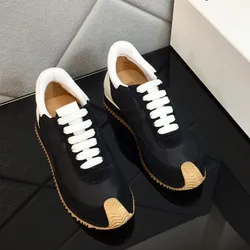 2023 New Genuine Leather Casual Sneakers Men And Women Thick Sole Platform Shoes Designer Lace Up Walking Sports Ladies Shoes