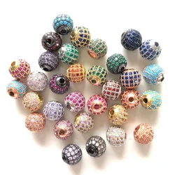 10pcs 6mm 8mm Colorful Zirconia Pave Disco Ball Spacer Beads for Women Bracelet Necklaces Waist Making Pink Blue Turquoise Green