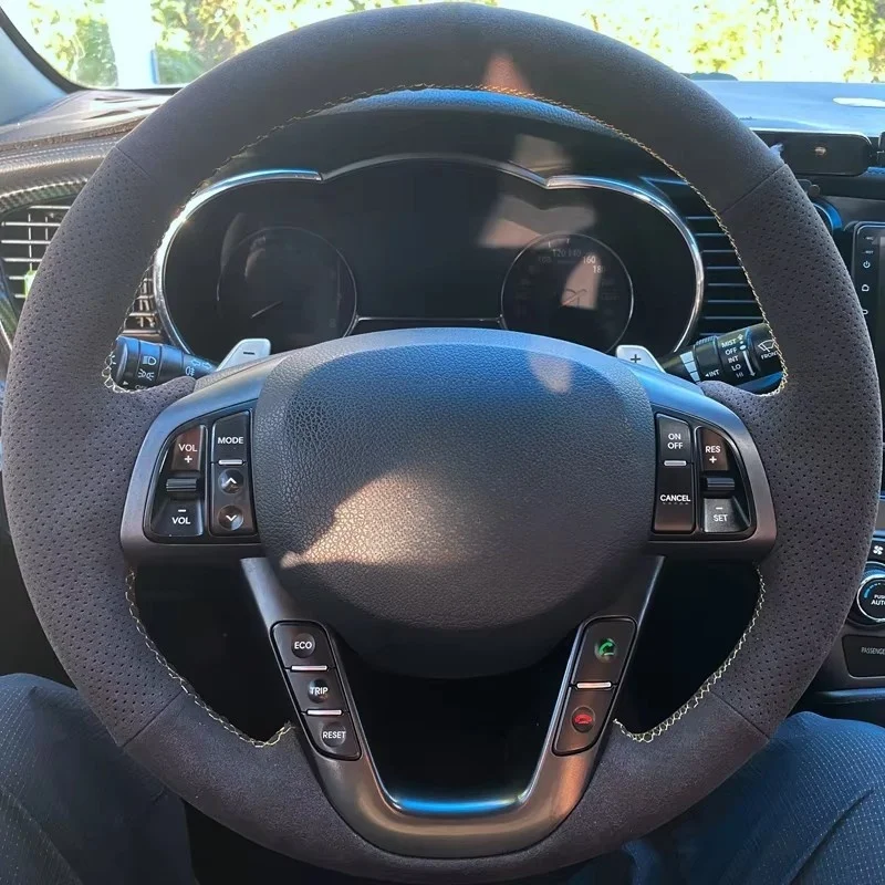Customize Soft Suede Leather Car Accessories Steering Wheel Cover For Kia K5 Optima 2008 2009 2010 2011 2012 2013 Car Interior