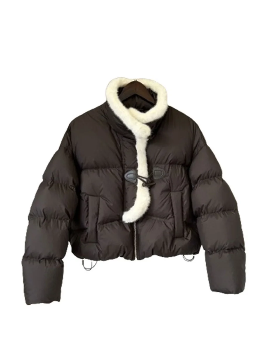

Autumn Winter Cotton Jaet ort Splicing Fem High-ade Unique Temperament Cotton Padded Vest Korean Sle Zipper Closure