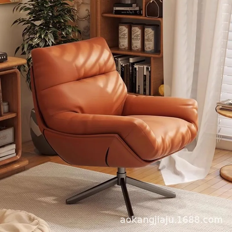 Lawrence single sofa chair 360 degree rotating recliner living room light luxury designer balcony casual lazy chair