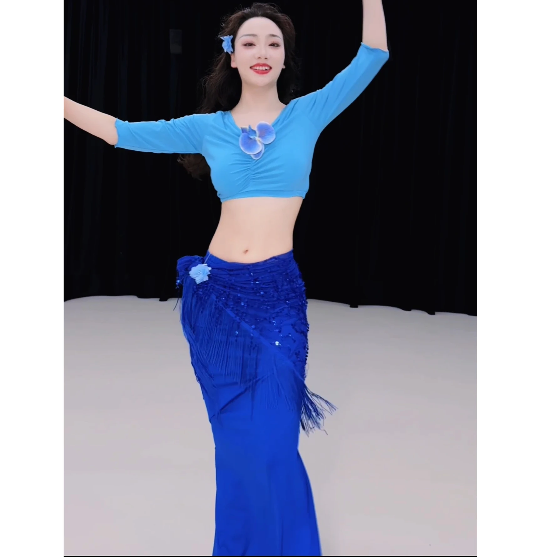 

New Belly Dance Advanced Performance Set Adult Female Sexy Slimming Practice Clothes Temperament Team Training Clothing