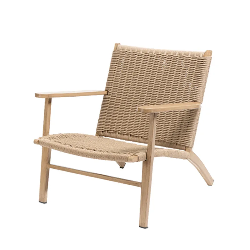 Outdoor balcony imitation wood aluminum alloy single rattan tables and chairs