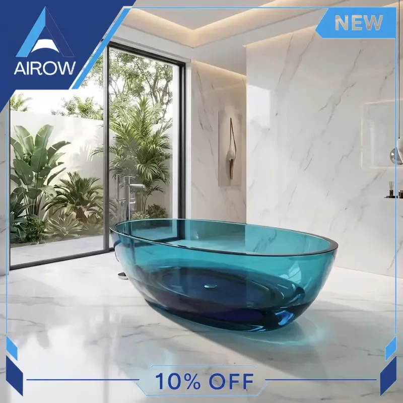 for Transparent Resin FRP Bathtub Colorful Clear Fiberglass Soaking Tub Custom Acrylic Look Composite Bath Home Spa Decor