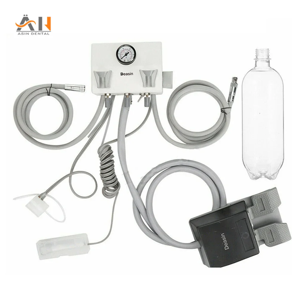 

Portable Dental Turbine Unit Work with Air Compressor 3 Way Syringe 2/4 Holes Teeth Whitening Dentistry Equipment