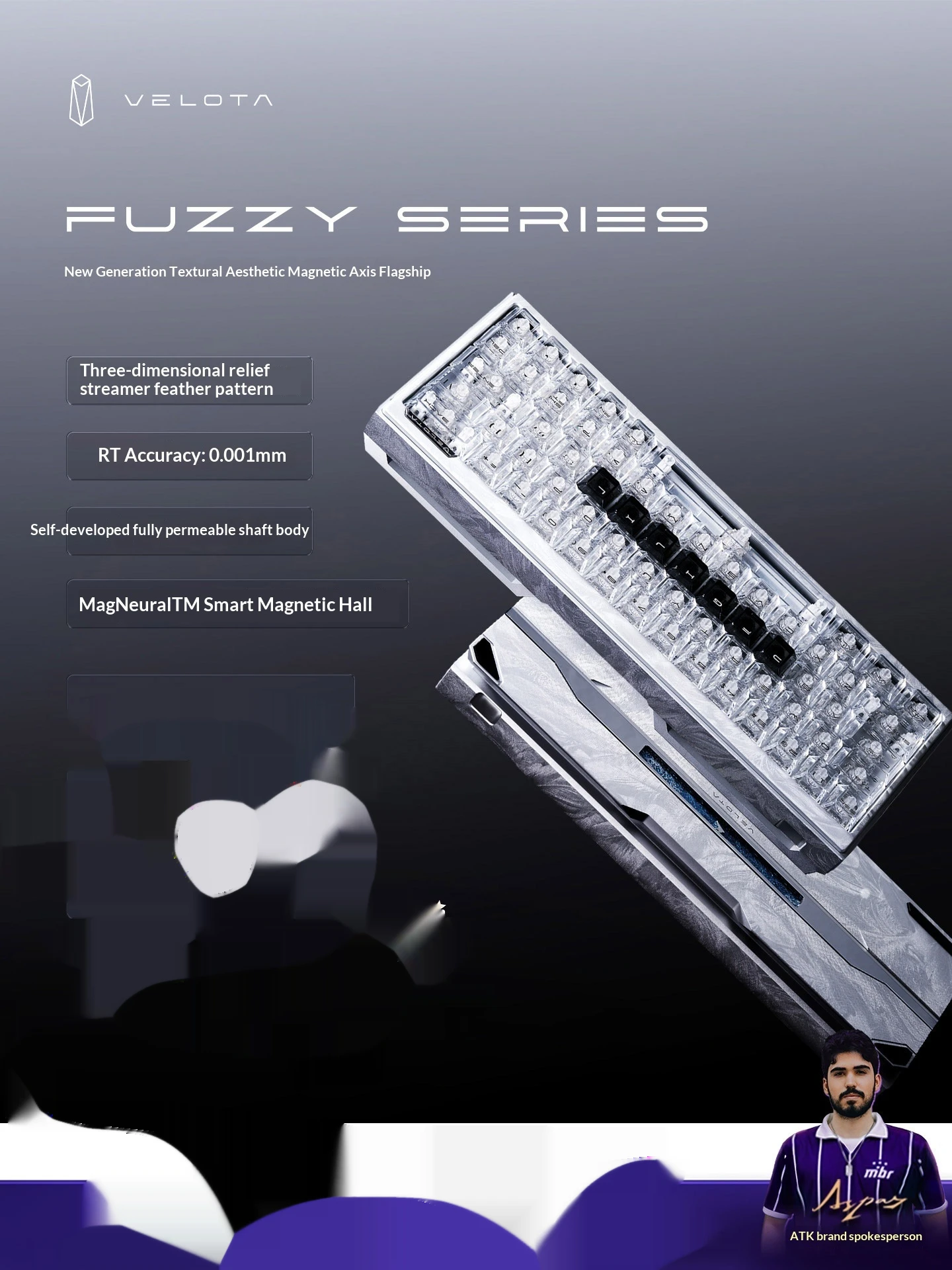 ATK VELOTA FUZZY 63 V2 Magnetic Keyboard Wired Low Latency Aluminum Alloy RT0.001mm 8K Gasket Programmable Gaming Accessories
