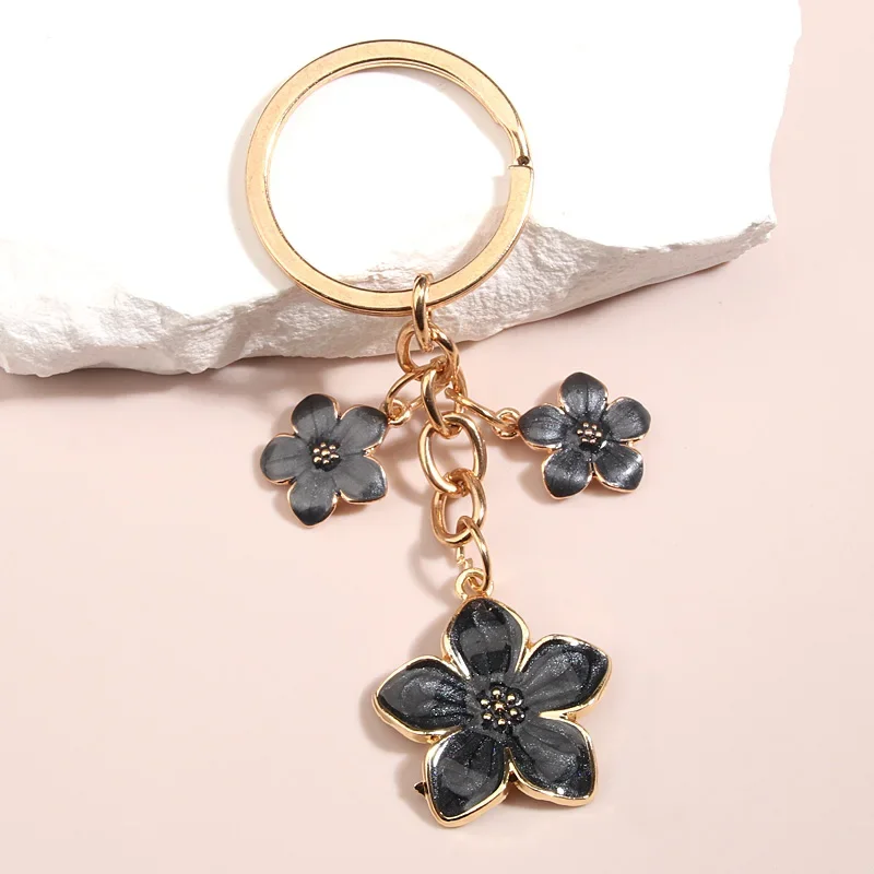Cute Plant Keychain Sakura Flower Key Ring Enamel Key Chains For Women Girls Handbag Accessorie Car Keys DIY Sweet Jewelry Gifts image 5