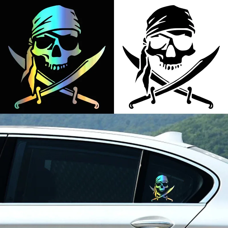 G172 Fashion Personalized Customized Pirate Skull Decal for Motorcycles, SUVs Waterproof Cover Scratch Vinyl Sticker, 15cm*16cm