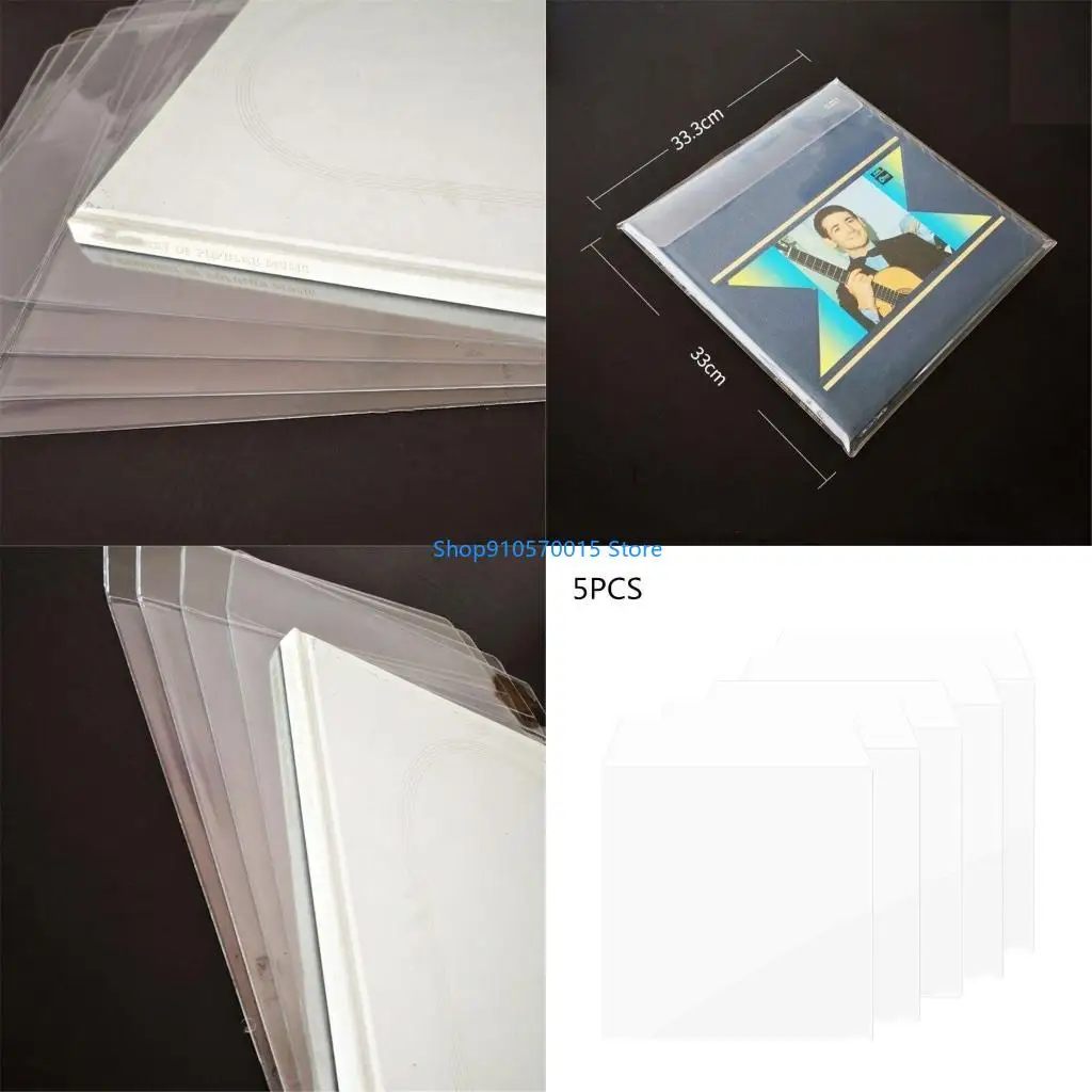 B95C 5Pcs/bag Thickened PVC Material Outer Sleeve Record Protective Bag Cover