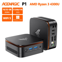 ACEMAGIC P1 AMD Ryzen 3 4300U Mini PC 16GB DDR4 512GB SSD Mini Computer/2.4+5G WiFi/BT4.2 4K@60Hz UHD Desktop PC for Office