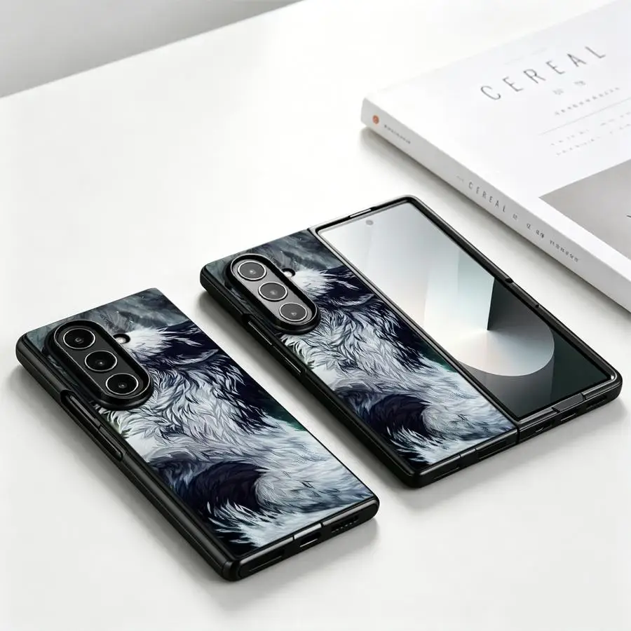 White Wolf Looking Phone Shell Funda Case for Samsung Galaxy Z Fold 8 Ultra ZFold7 Z Fold 7 6 5 4 3 ZFold3 ZFold6 ZFold5 ZFold4