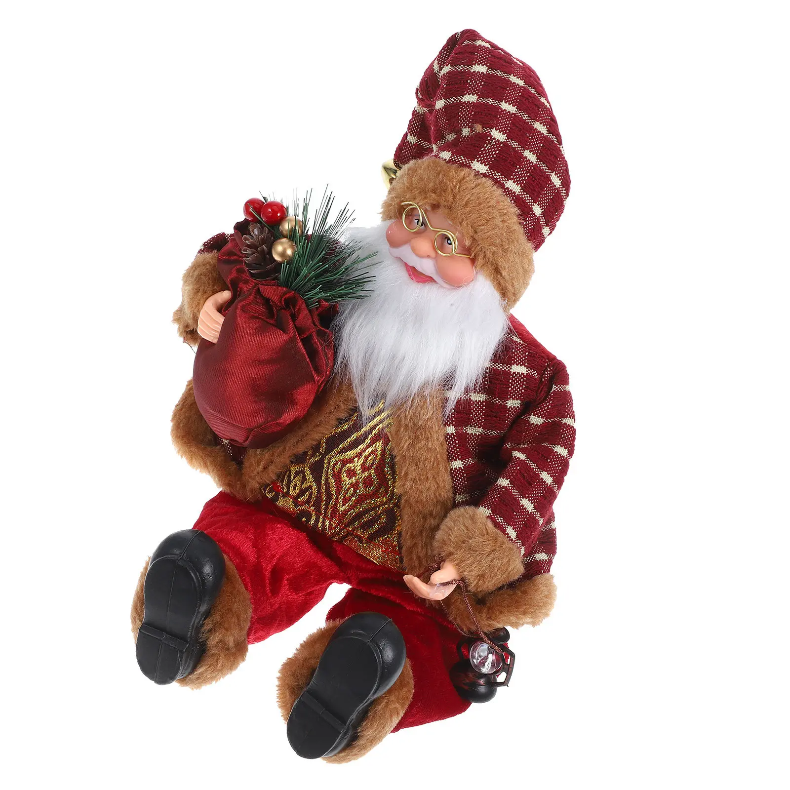 Christmas Santa Claus Sitting Cloth Ornament for Home Office Party Shop Window Decor Living Room Bedroom Cafe Bar Restaurant