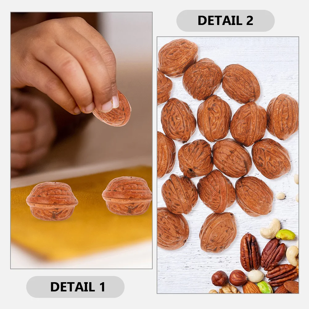 50 Pcs Shelled Artificial Walnut Nuts Props Plastic Home Ornaments Fake Decoration