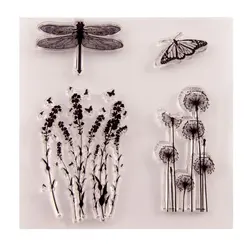 Clear Butterfly Stamps Silicone Stamps Decorative Flower Stamps for Card Making DIY Scrapbooking Photo Album Diary Decoration