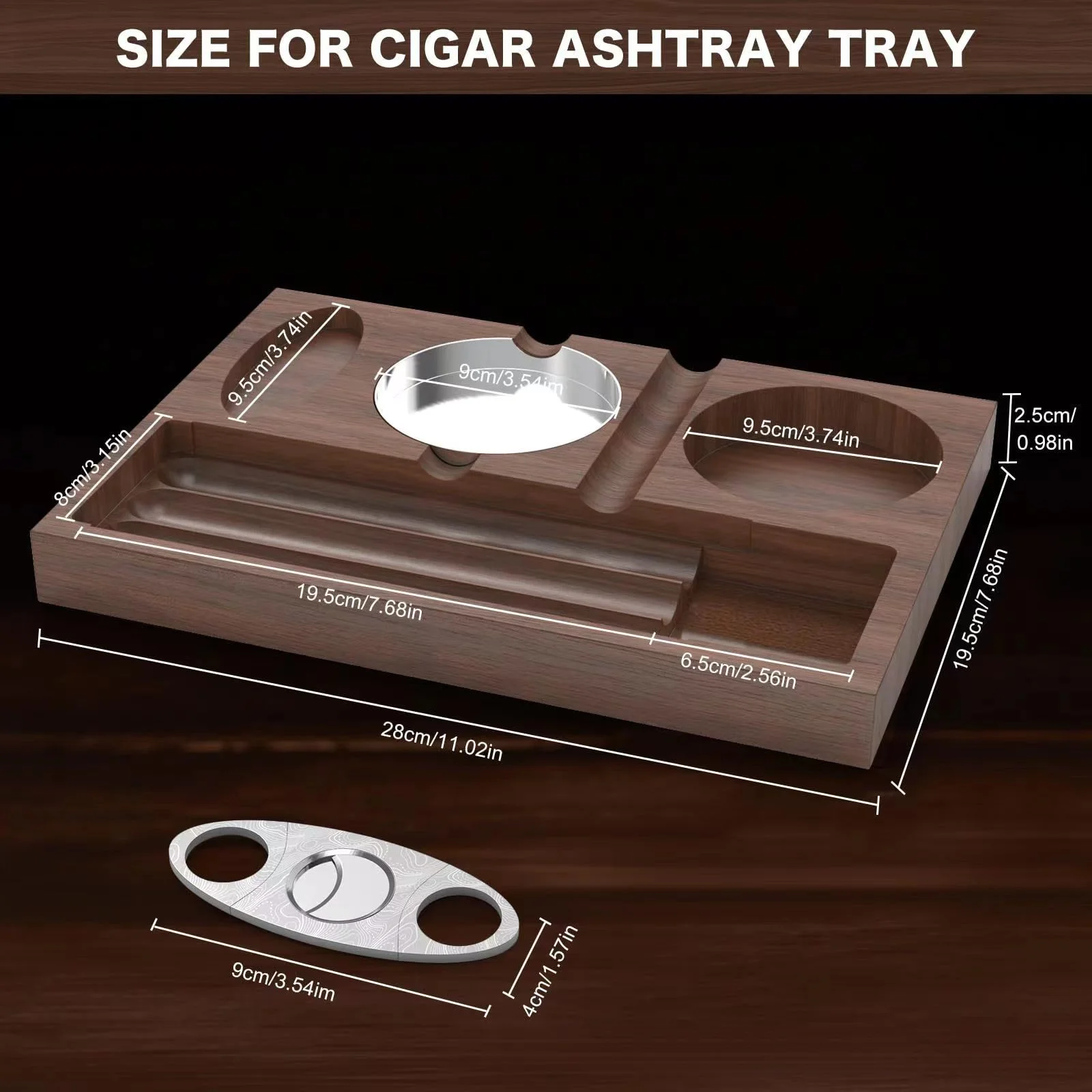 Wooden ashtray European table cigar tray Multi-functional home decoration Whiskey glass holder ashtray decoration plate