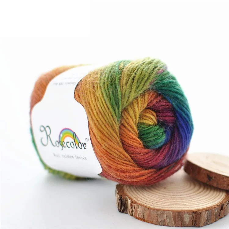 200g Long Gradient Hand‑Dyed 100% Fine Wool Yarn 50g/Skein 2.75‑3.0mm Needle for Scarf Shawl Coat Hand Crochet DIY Craft